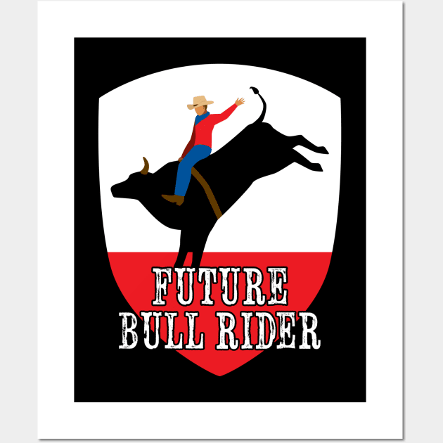 Future Bull Rider Ranch Mechanical Bull Riding Rodeo Western Wall Art by RetroZin